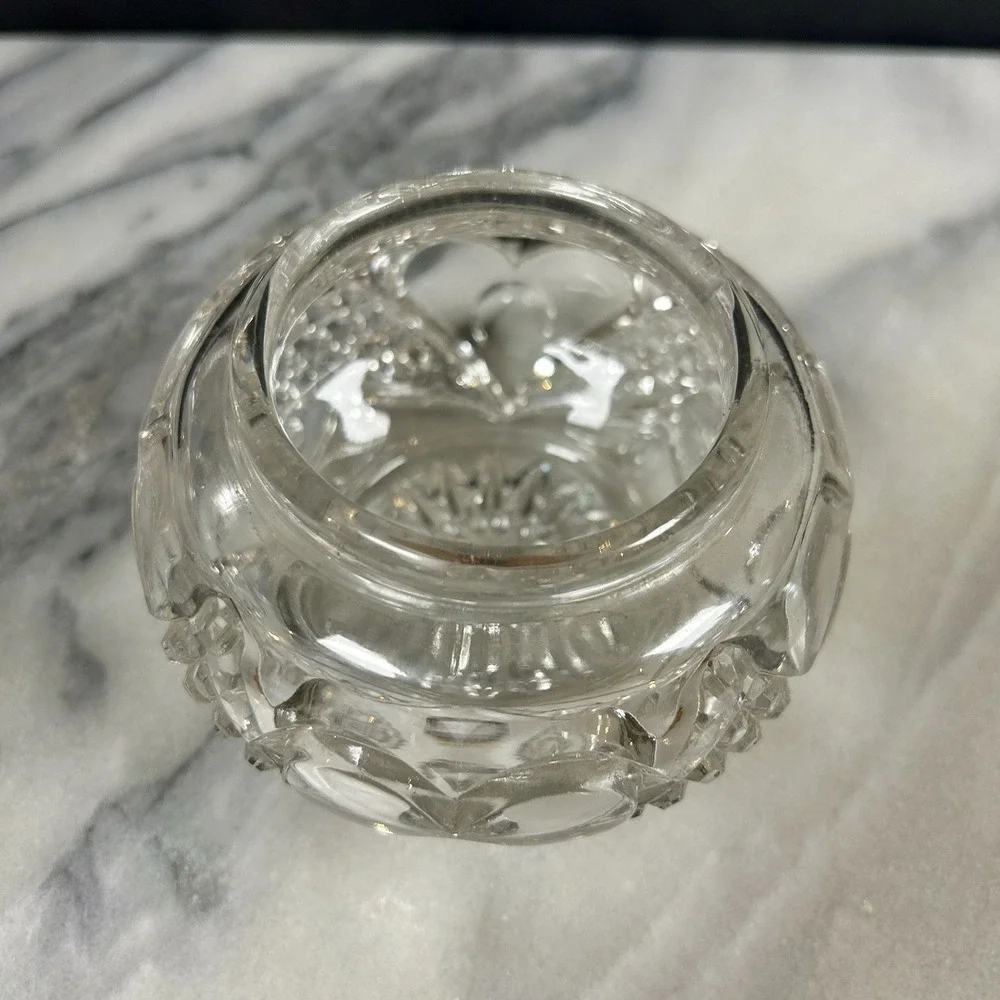 Antique Tarentum Glass Hartford Rose Bowl Heart and Thumbprint Cir 1896 Trinket